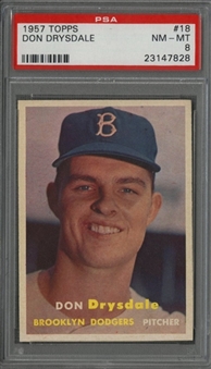 1957 Topps #18 Don Drysdale Rookie Card - PSA NM-MT 8